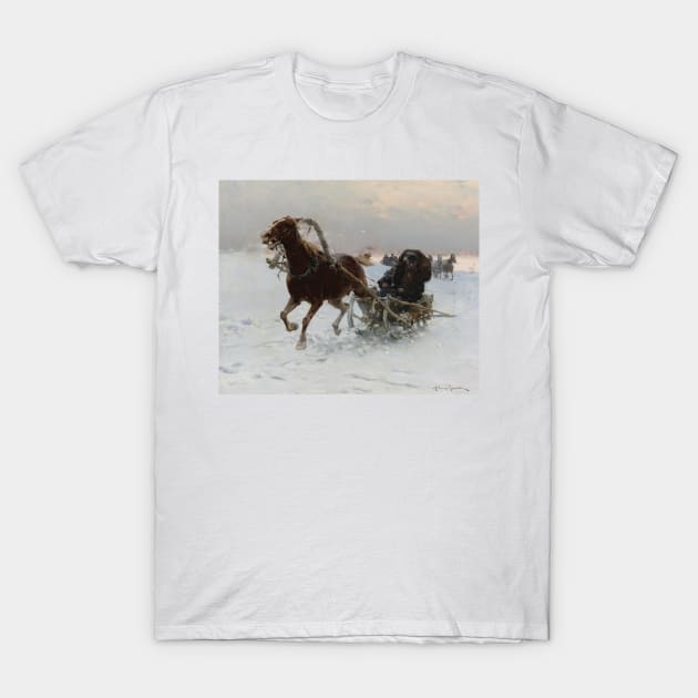 Sledding Caravan by Alfred Kowalski T-Shirt by Classic Art Stall